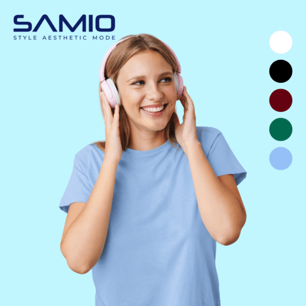 Plain powder blue women's cotton t-shirt mockup